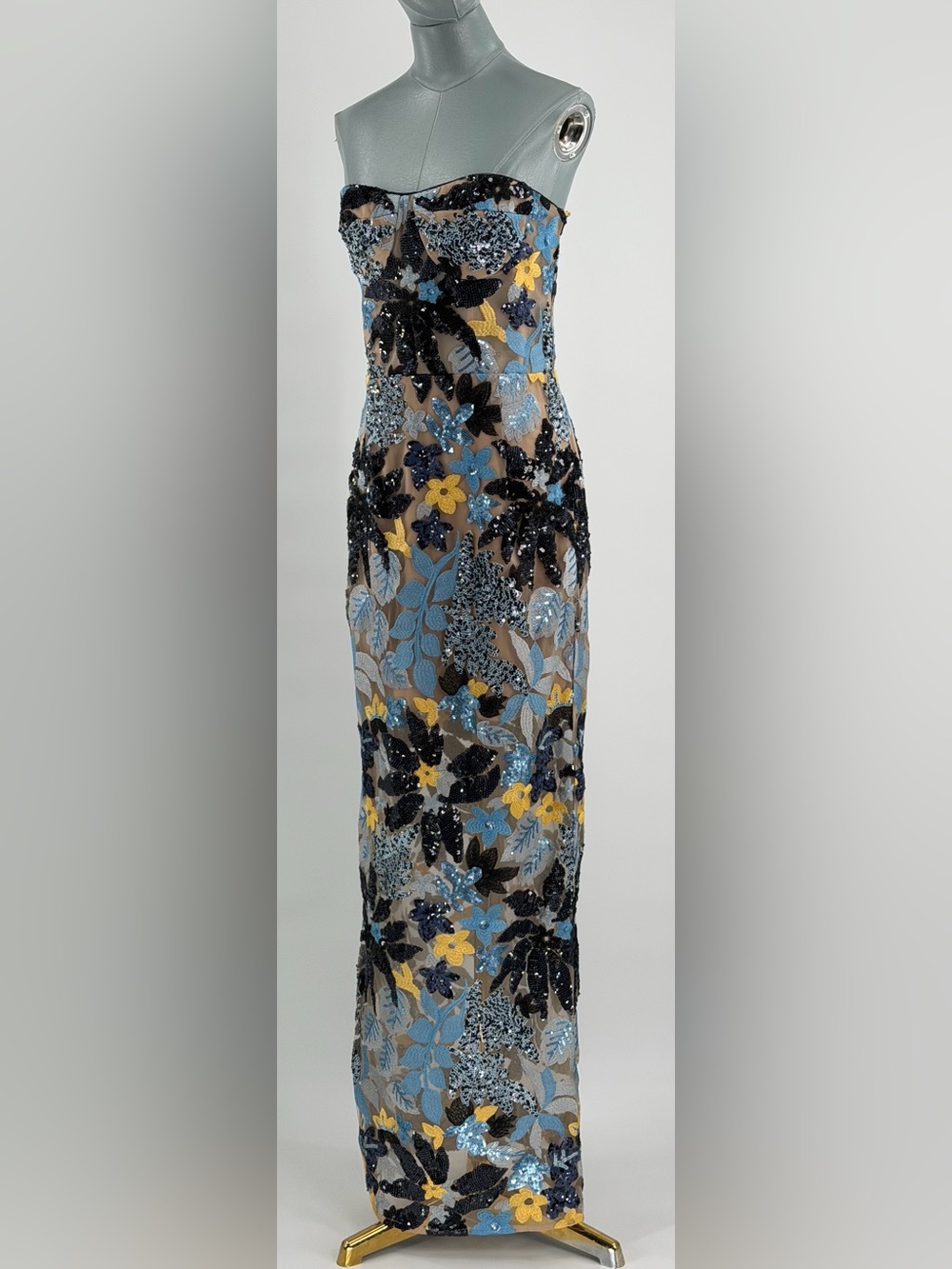 🆕 BRONX & BANCO 🧿 NWOT Dahlia Sequin Maxi Dress, Blue Yellow Multi- Sz XL US10 - Picture 5 of 15